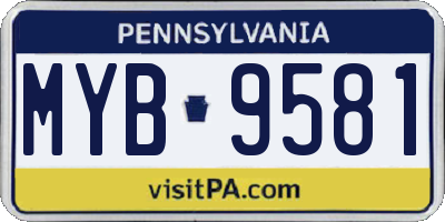 PA license plate MYB9581