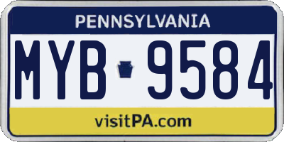 PA license plate MYB9584
