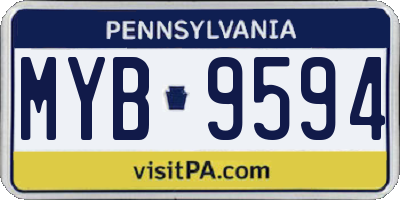 PA license plate MYB9594