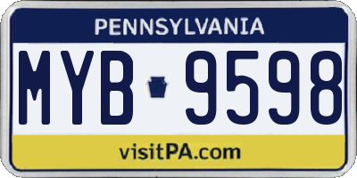 PA license plate MYB9598