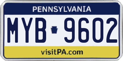 PA license plate MYB9602