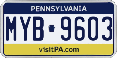 PA license plate MYB9603
