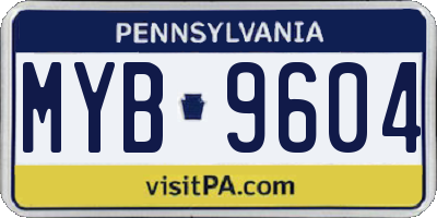 PA license plate MYB9604