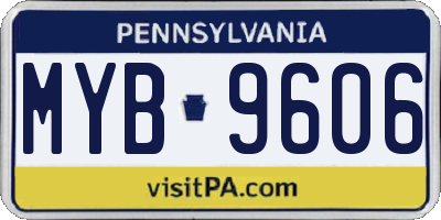 PA license plate MYB9606