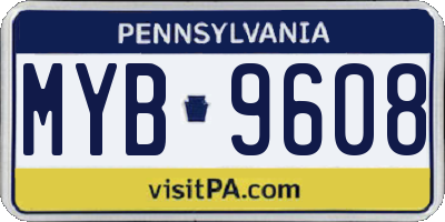 PA license plate MYB9608