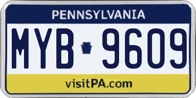 PA license plate MYB9609