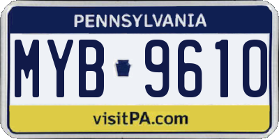PA license plate MYB9610