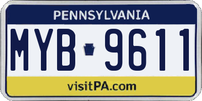 PA license plate MYB9611