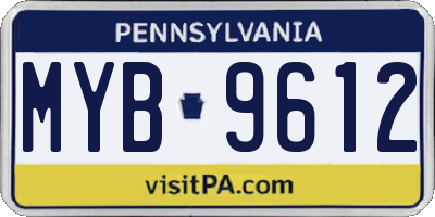 PA license plate MYB9612