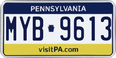 PA license plate MYB9613