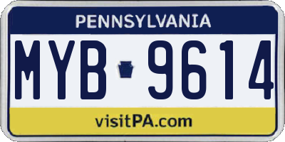 PA license plate MYB9614