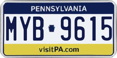 PA license plate MYB9615