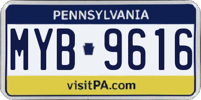 PA license plate MYB9616