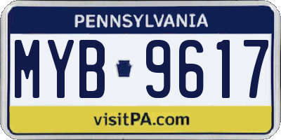 PA license plate MYB9617