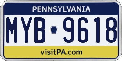 PA license plate MYB9618