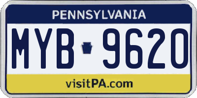 PA license plate MYB9620