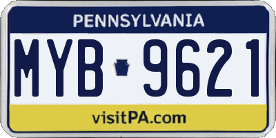 PA license plate MYB9621