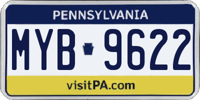 PA license plate MYB9622