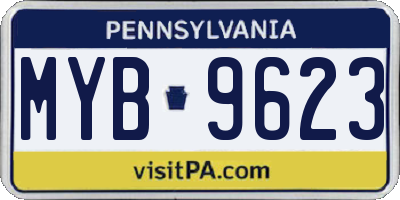 PA license plate MYB9623
