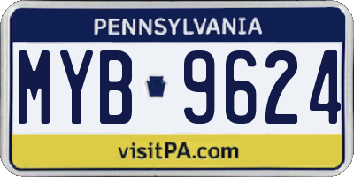 PA license plate MYB9624