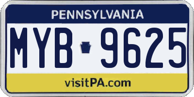 PA license plate MYB9625