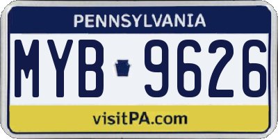 PA license plate MYB9626