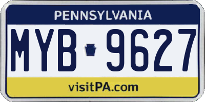 PA license plate MYB9627