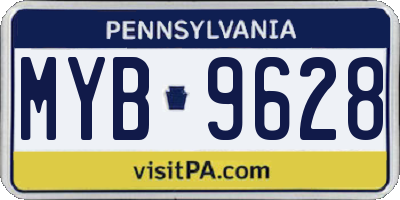 PA license plate MYB9628