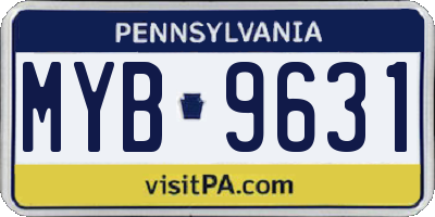 PA license plate MYB9631