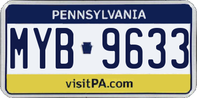 PA license plate MYB9633