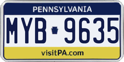 PA license plate MYB9635
