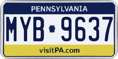 PA license plate MYB9637