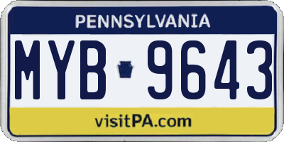 PA license plate MYB9643