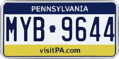 PA license plate MYB9644