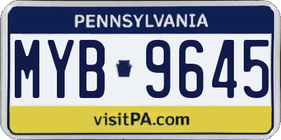 PA license plate MYB9645