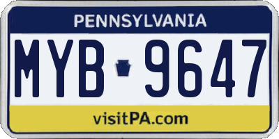 PA license plate MYB9647