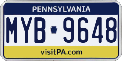 PA license plate MYB9648