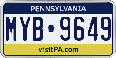 PA license plate MYB9649