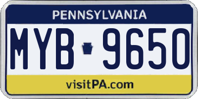 PA license plate MYB9650