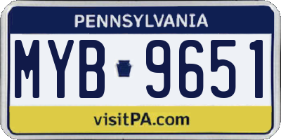PA license plate MYB9651