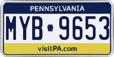 PA license plate MYB9653