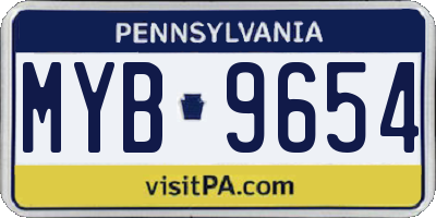 PA license plate MYB9654