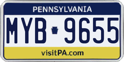PA license plate MYB9655