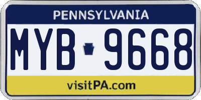 PA license plate MYB9668