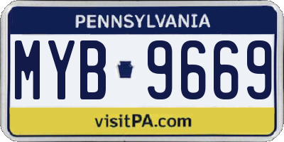 PA license plate MYB9669