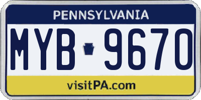 PA license plate MYB9670