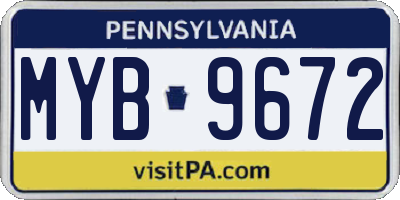 PA license plate MYB9672