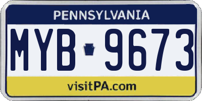 PA license plate MYB9673