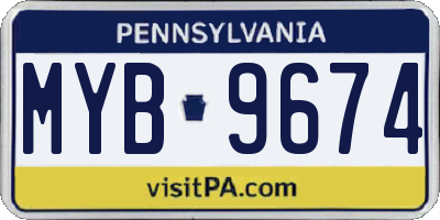 PA license plate MYB9674