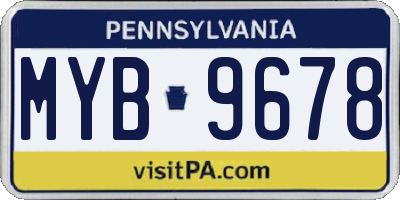 PA license plate MYB9678